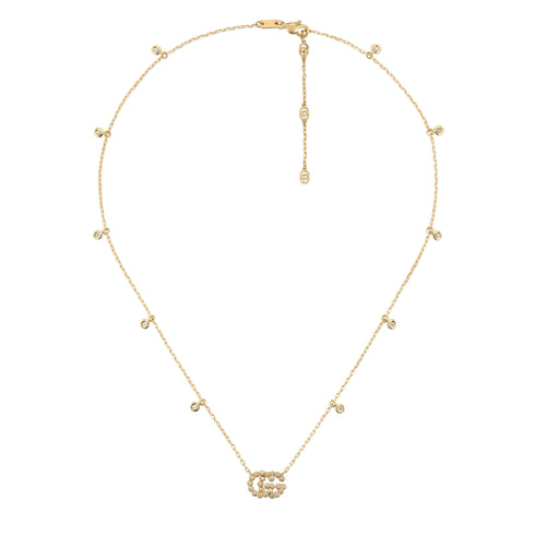 GG Running necklace in 18kt yellow gold and diamonds YBB481624001