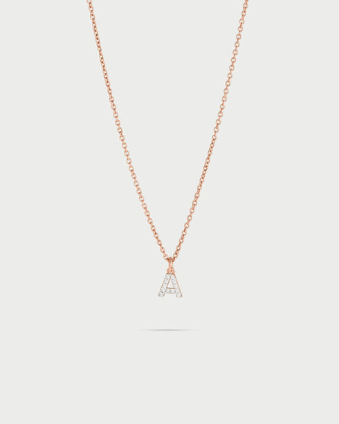 GIROCOLLO CATENA E LETTERA ZIRCONI BIANCHI ORO ROSA / C GRZ011INIZC