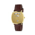 Grip Yellow gold PVD, 3 windows indicating hour, minute & date, bordeaux leather strap YA157411