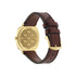 Grip Yellow gold PVD case, 3 windows indicating hour, minute & date, bordeaux leather strap YA157405