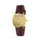 Grip Yellow gold PVD case, 3 windows indicating hour, minute & date, bordeaux leather strap YA157405