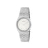 Gucci 25H 30mm stainless steel multi layered case, bezel set with diamonds, white brass dial with motif, five links stainless steel bracelet YA163503