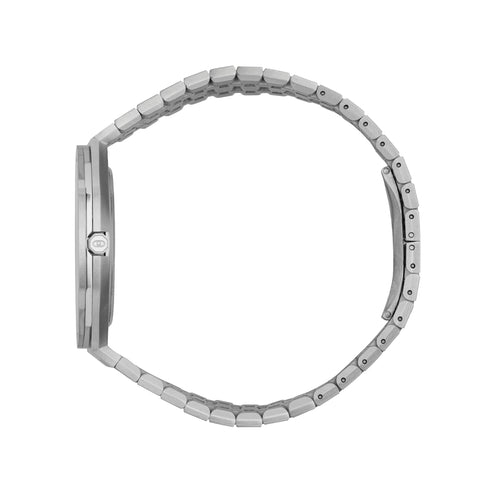 Gucci 25H 40 mm stainless steel multi layered case, blue dial with, five link stainless steel bracelet YA163321