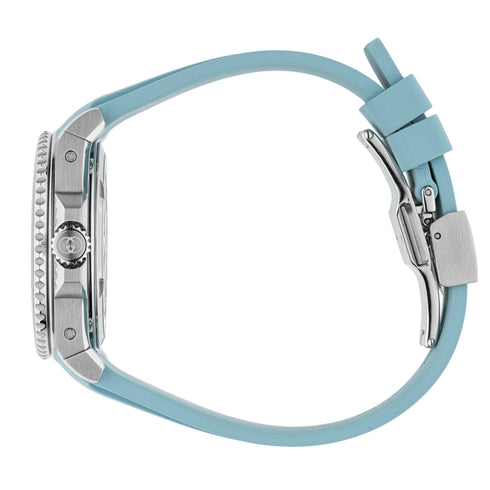 Gucci Dive 36 MM STAINLESS STEEL CASE
BLACK CERAMIC BEZEL
LIGHT BLUE DIAL
LIGHT BLUE RUBBER BRACELET
SELF-WINDING MOVEMENT YA136409