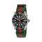 Gucci Dive 40 mm stainless steel case, black dial, ceramic bezel, nato green-red-green strap, self-winding movement YA136364