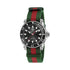 Gucci Dive 40 mm stainless steel case, black dial, ceramic bezel, nato green-red-green strap, self-winding movement YA136364