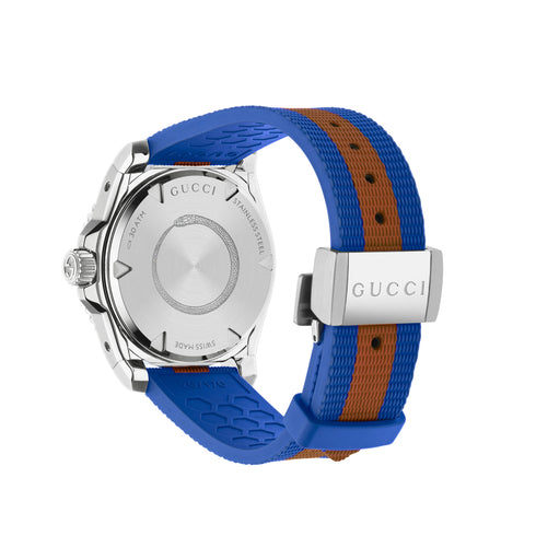Gucci Dive 40 mm steel case, grey dial, sustainable polyester strap, screw-down crown and case back YA136352