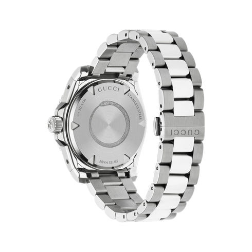 Gucci Dive 40 mm steel case, orange dial, white bezel, steel bracelet, screw-down crown and case back YA136355