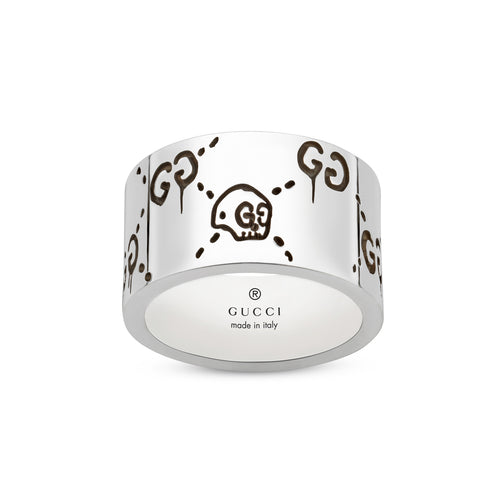 Gucci Ghost ring in shiny aged sterling silver YBC455319001