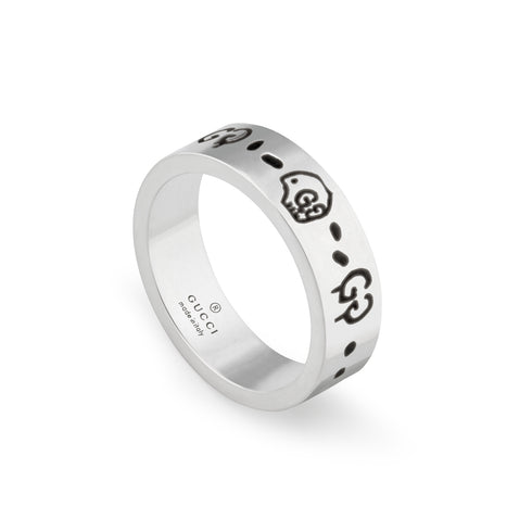 Gucci Ghost ring in shiny aged sterling silver YBC477339001