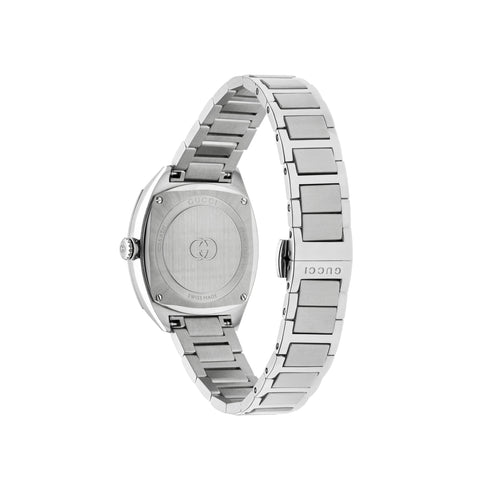 Gucci Interlocking 29mm stainless steel case, pink dial with 8 diamonds, small seconds display, stainless steel bracelet YA142511