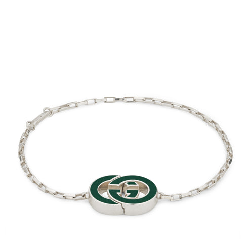 Gucci Interlocking Bracelet Gucci Interlocking in 925 sterling silver, green enamel YBA854121001