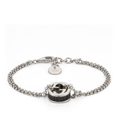 Gucci Interlocking Gucci Interlocking bracelet in sterling silver and black crystals YBA876227001