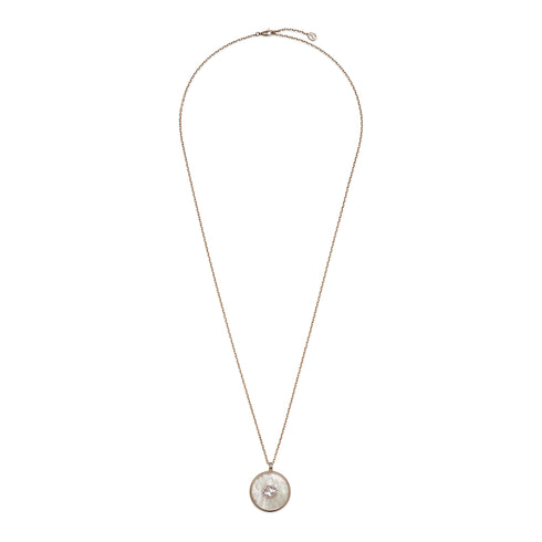 Gucci Interlocking Necklace in pink gold, mop, diamonds GG pavé YBB786777001