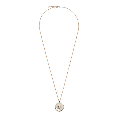 Gucci Interlocking Necklace in pink gold, mop, diamonds GG pavé YBB786777001