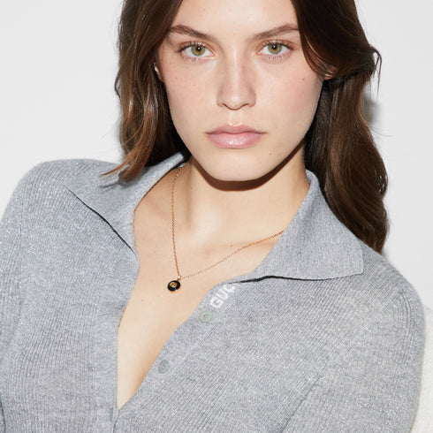 Gucci Interlocking Necklace in yellow gold, onyx and diamond YBB789340001