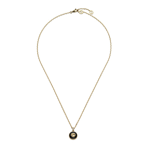 Gucci Interlocking Necklace in yellow gold, onyx and diamond YBB789340001