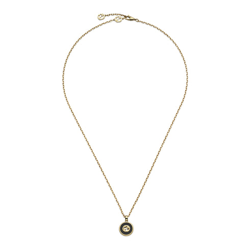 Gucci Interlocking Necklace in yellow gold, onyx and diamond YBB789340001