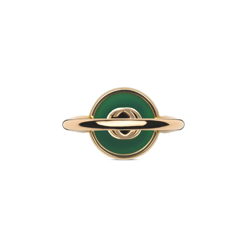 Gucci Interlocking Ring in pink gold, green agate and diamond YBC786547002