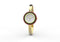 Gucci Play 28 mm yellow gold-plated case, 7 interchangeable ceramic bezels, white dial, yellow gold-plated bangle, quartz movement, size 15 YA151543