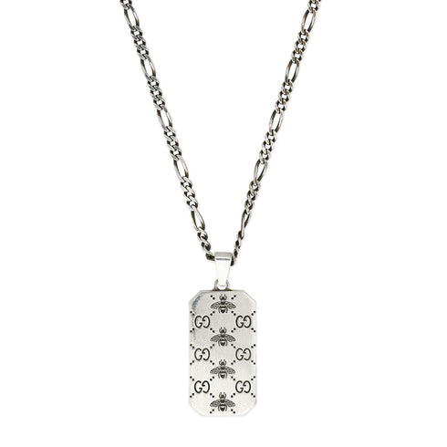 Gucci Signature Necklace with tag in sterling silver with bee and Double G motif YBB728265001