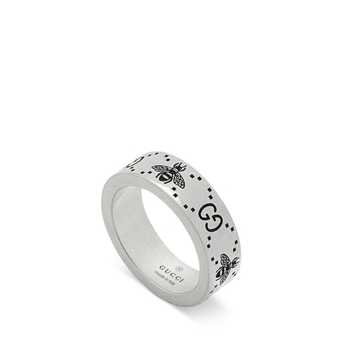 Gucci Signature Ring in sterling silver with bee and Double G motif YBC728389001