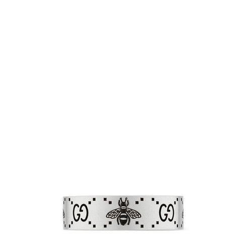 Gucci Signature Ring in sterling silver with bee and Double G motif YBC728389001