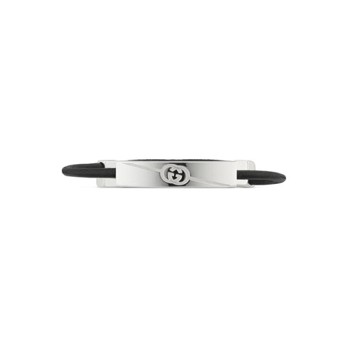 Gucci Tag Bracelet in sterling silver and leather with logo YBA774464001