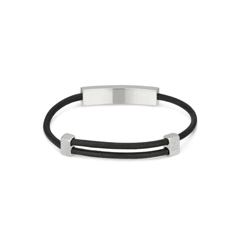 Gucci Tag Bracelet in sterling silver and leather with logo YBA774464001