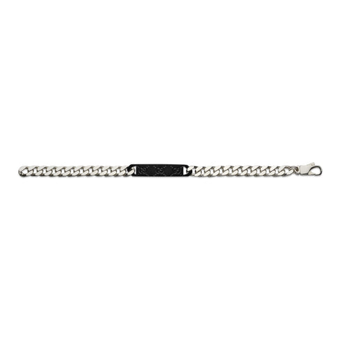 Gucci Tag Bracelet in sterling siver and black rubberized tag YBA797167001