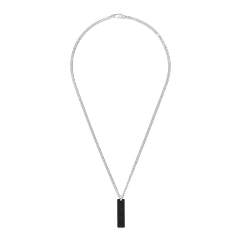 Gucci Tag Necklace in sterling siver and black rubberized tag _lenght 50/55 cm YBB797174001