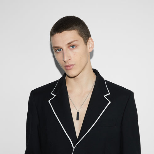 Gucci Tag Necklace in sterling siver and black rubberized tag _lenght 50/55 cm YBB797174001