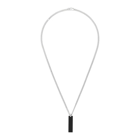 Gucci Tag Necklace in sterling siver and black rubberized tag _lenght 50/55 cm YBB797174001