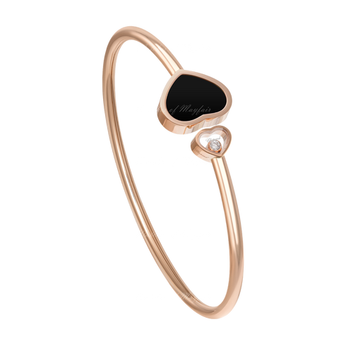 HAPPY HEARTS ROSE GOLD ONYX DIAMOND BANGLE SIZE L 857482-5204