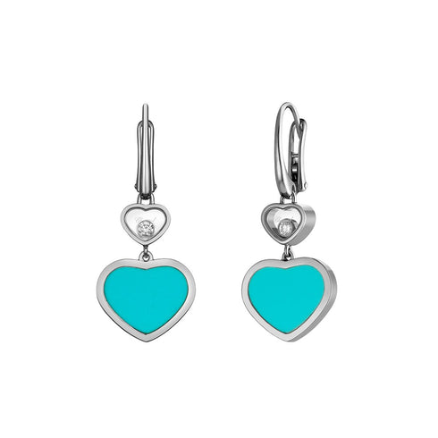 HAPPY HEARTS WHITE GOLD TURQUOISE EARRINGS 837482-1410