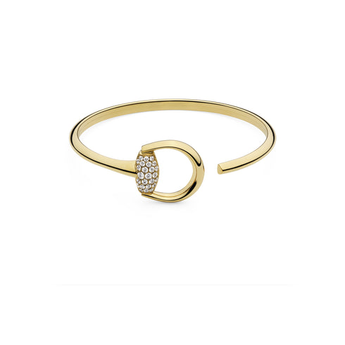 Horsebit Horsebit cuff bracelet in 18kt yellow gold and diamonds YBA837690002
