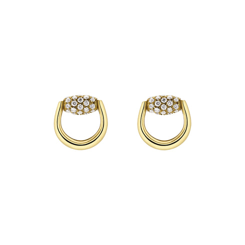 Horsebit Horsebit stud earrings in 18kt yellow gold and diamonds YBD861448001