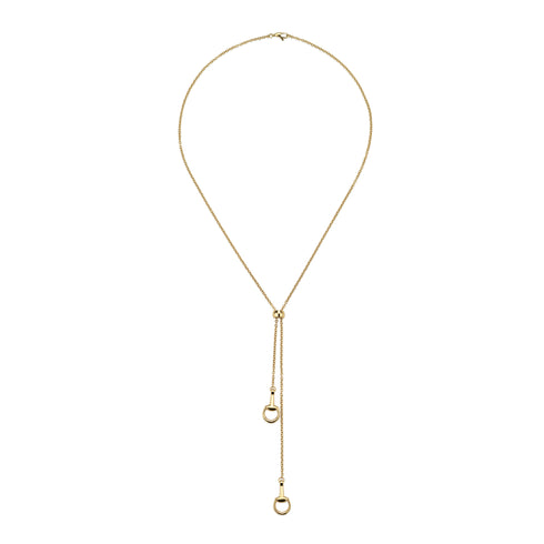 Horsebit Lariat necklace with Horsebit details in yellow gold_60cm YBB795850001