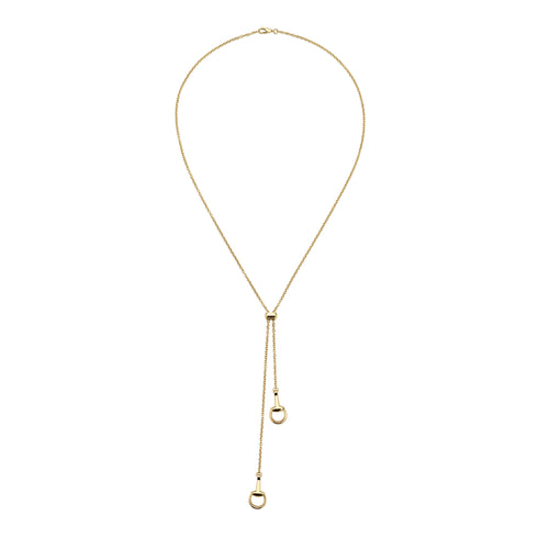 Horsebit Lariat necklace with Horsebit details in yellow gold_60cm YBB795850001