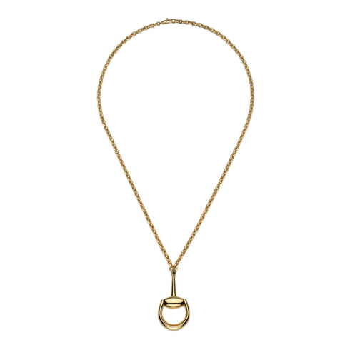 Horsebit Necklace with maxi Horsebit pendant in yellow gold YBB796823001
