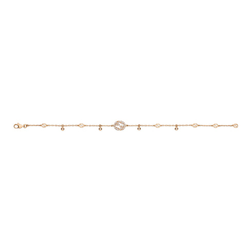 Interlocking G Bracelet in 18kt pink gold and diamonds YBA729403001