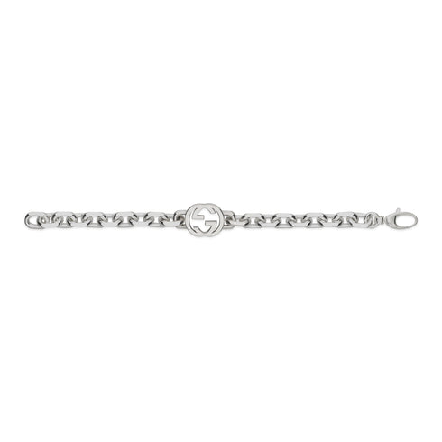 Interlocking G Bracelet in sterling silver with logo YBA627068002