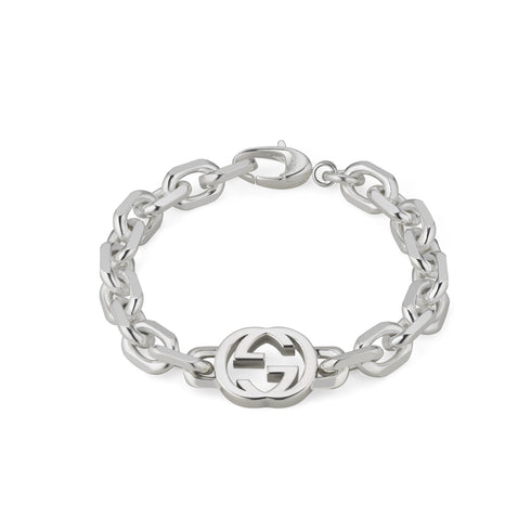 Interlocking G Bracelet in sterling silver with logo YBA627068002