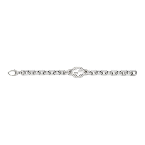 Interlocking G Bracelet in sterling silver with logo YBA627068002