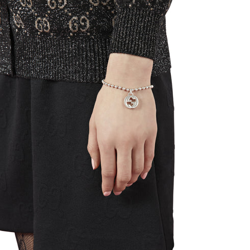 Interlocking G Bracelet with motif in sterling silver YBA479226001