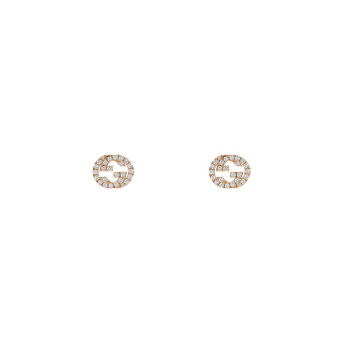 Interlocking G Earrings in 18kt pink gold and diamonds YBD729408001