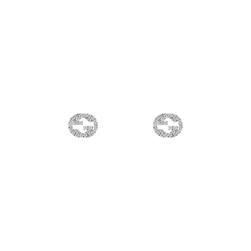 Interlocking G Earrings in 18kt white gold and diamonds YBD729408003