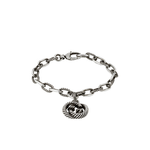 Interlocking G groumette bracelet in aged silver YBA607158001