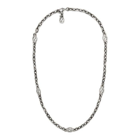 Interlocking G Necklace in aged sterling silver with motif YBB616941001