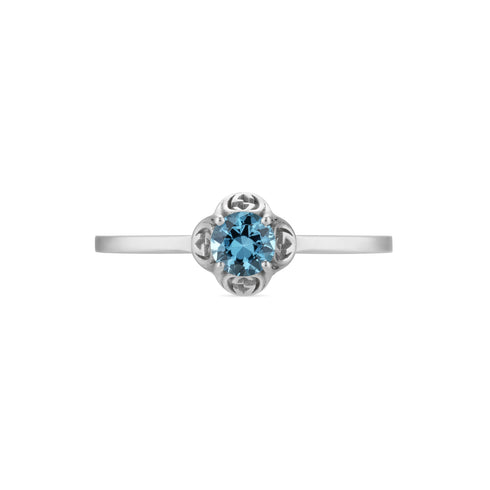 Interlocking G Ring in 18kt white gold with topaz and detail YBC662428004